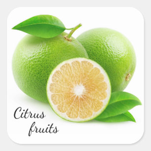 Sticker Carré Pamplemousse blanc