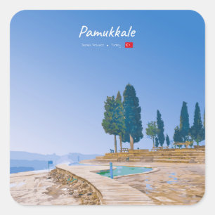 Sticker Carré Pamukkale, Turquie - Piscines thermales