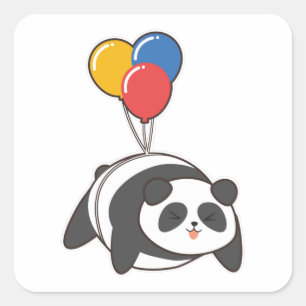 Sticker Carré Panda à l'anniversaire avec Ballon