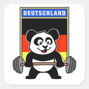 Sticker Carré Panda allemand d'haltérophilie