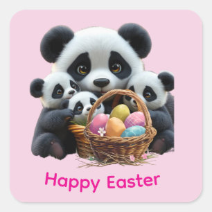 Sticker Carré Panda Animaux mignons Pâques