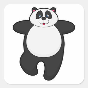 Sticker Carré Panda au Yoga Exercice d'étirement