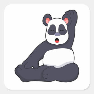 Sticker Carré Panda au Yoga Exercices d'étirement