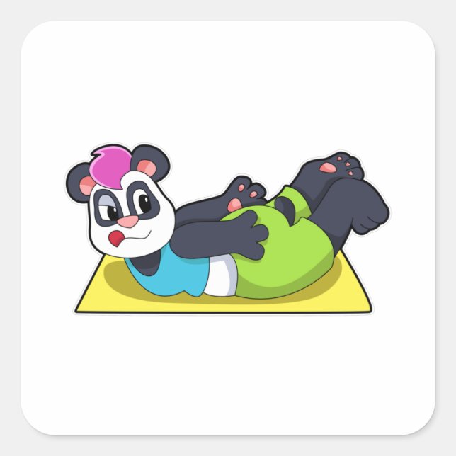 Sticker Carré Panda au Yoga sur tapis de Yoga (Devant)