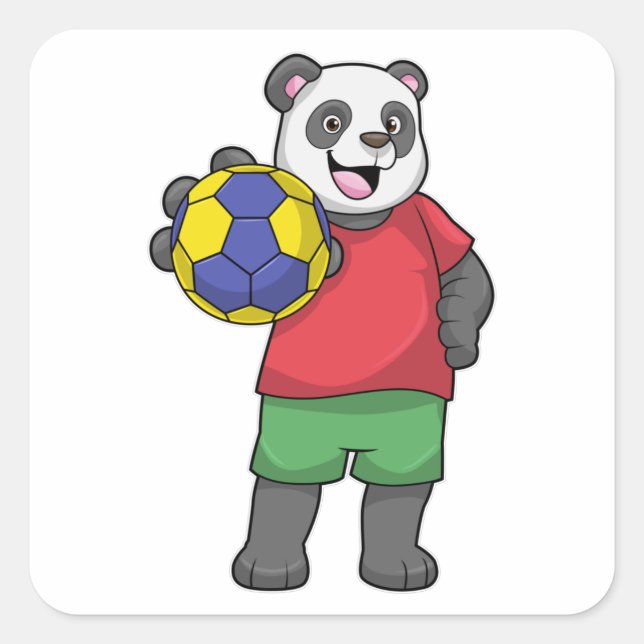 Sticker Carré Panda avec Handball Sports (Devant)