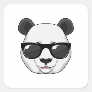 Sticker Carré Panda avec lunettes de soleil