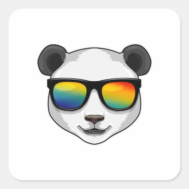 Sticker Carré Panda avec lunettes de soleil (Devant)