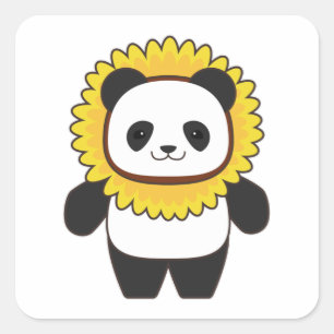 Sticker Carré Panda avec tournesol