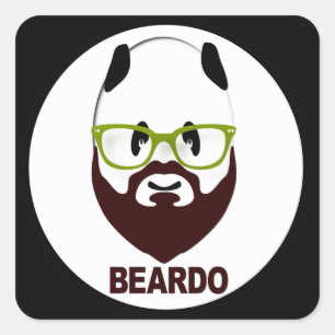 Sticker Carré Panda avec verres verts BEARDO