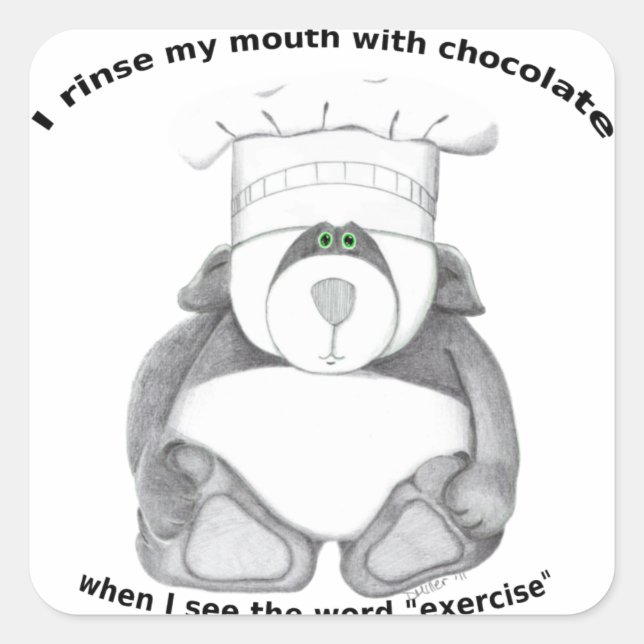 Sticker Carré Panda Bear Chef Chocolat (Devant)