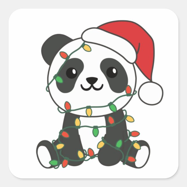 Sticker Carré Panda Christmas Winter Animaux Pandas Stick Carré (Devant)