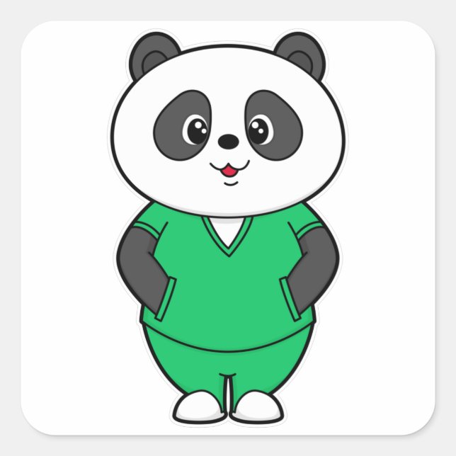 Sticker Carré Panda comme infirmière avec fumée (Devant)