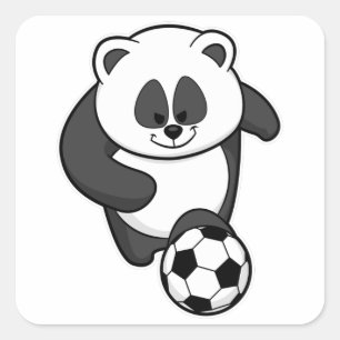 Sticker Carré Panda comme joueur de football à Soccer