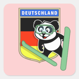 Sticker Carré Panda de saut à ski allemand