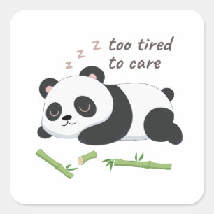 Sticker Carré Panda en mode sommeil – Art d'ours paresseux migno