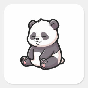 Sticker Carré Panda Endormi – Illustration Mignonne Kawaii
