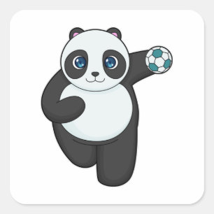 Sticker Carré Panda Handball player Handball