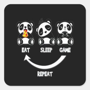 Sticker Carré Panda Lover Gardez Le Calme Et L'Amour Panda