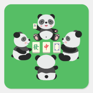 Sticker Carré Panda Mahjong