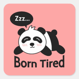 Sticker Carré Panda mignon de sommeil, soutenu fatigué