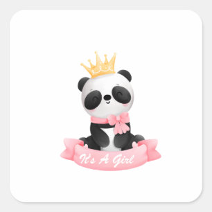 Sticker Carré Panda Panda Pink Baby Girl C'est un Baby shower fi
