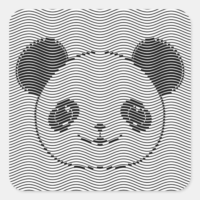 Sticker Carré Panda Porte Face Sur La Vague Motif (Devant)