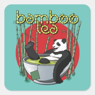 Sticker Carré Panda pour boire du thé en bambou