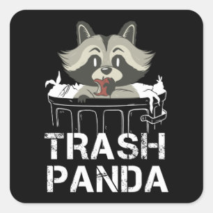 Sticker Carré Panda Racoon Trash - Cadeau Raccoon