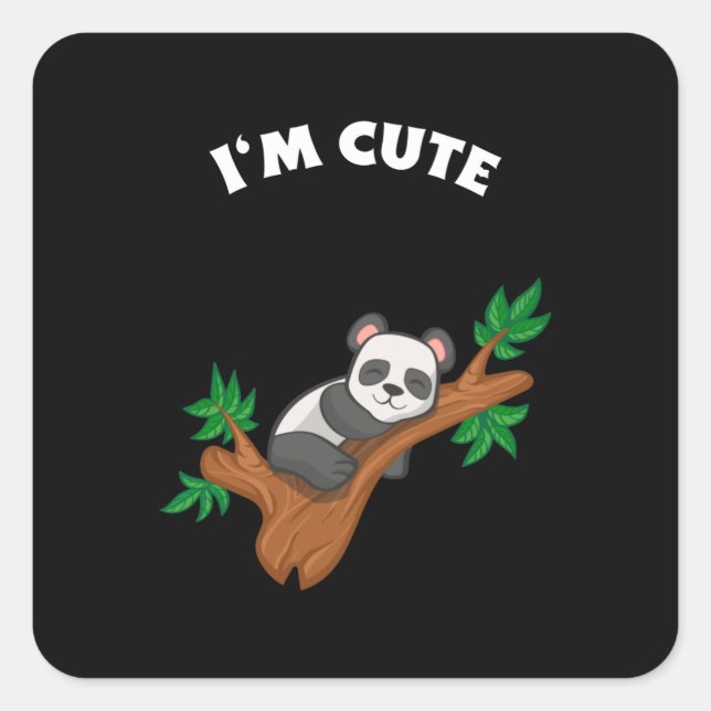 Sticker Carré Panda Relaxing - Je suis mignonne (Devant)