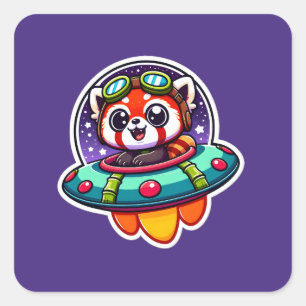Sticker Carré Panda rouge bébé OVNI