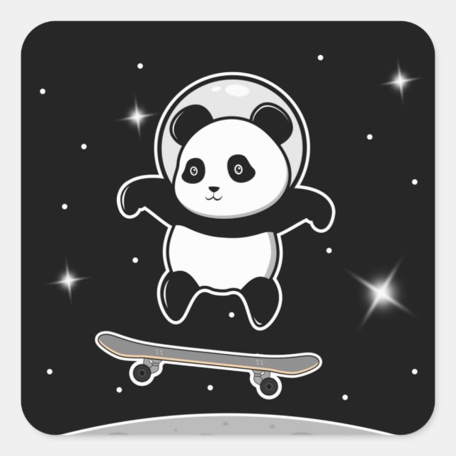 Sticker Carré Panda Skate Space (Devant)