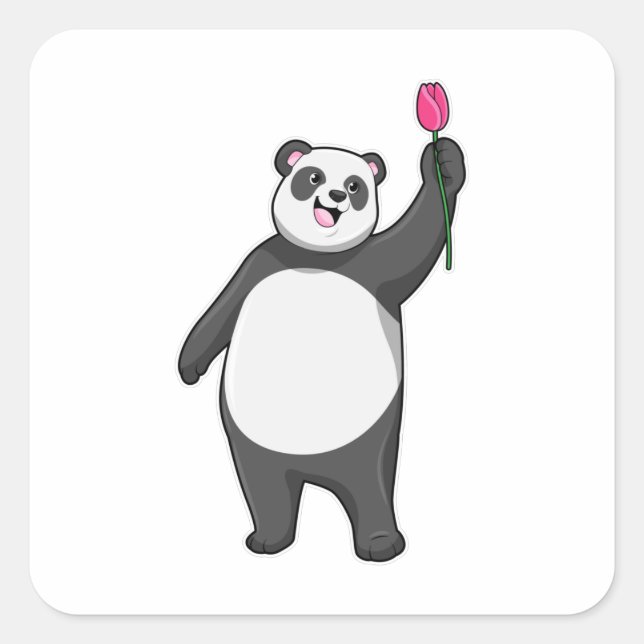 Sticker Carré Panda with Tulip (Devant)