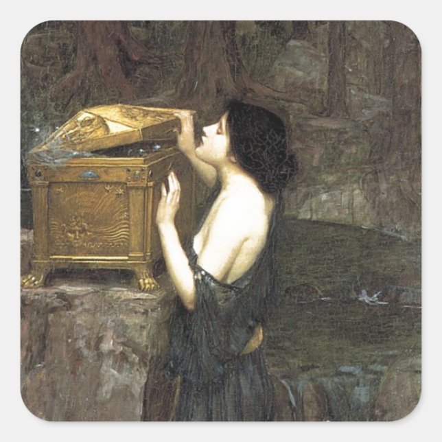 Sticker Carré Pandora [John William Waterhouse] (Devant)