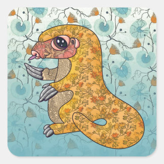 Sticker Carré Pangolin en tissus fleuris