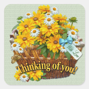 Sticker Carré Panier à fleurs