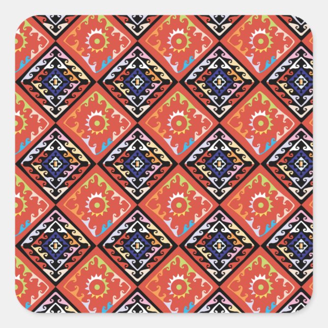Sticker Carré Panier africain - Motif multiple (Devant)