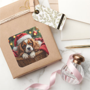 Sticker Carré Panier Confortable pour Cavalier King Charles Span