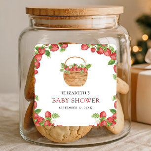 Sticker Carré Panier de fraises Berry Baby shower sucré