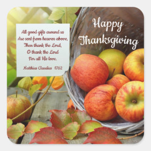 Sticker Carré Panier de pomme Thanksgiving
