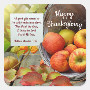Sticker Carré Panier de pomme Thanksgiving