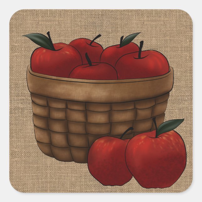 Sticker Carré Panier de pommes (Devant)