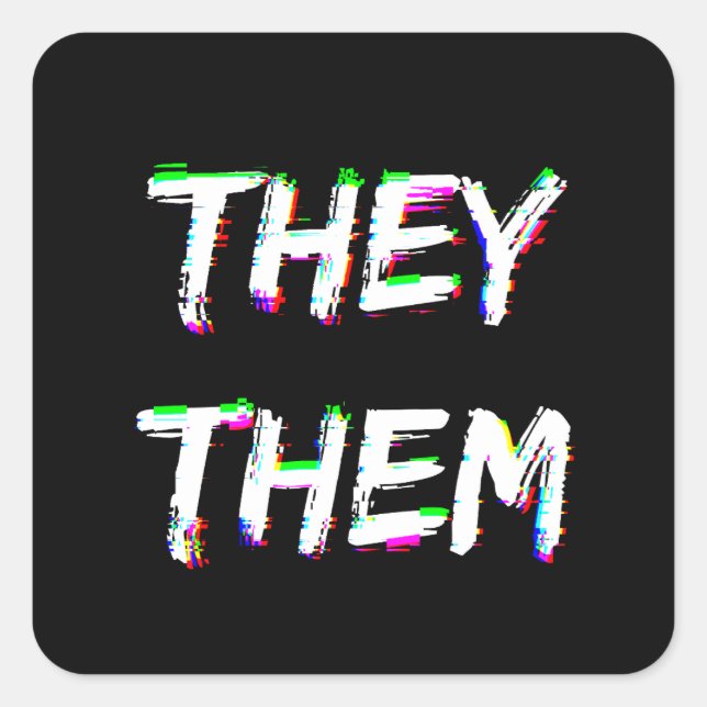 Sticker Carré Panne informatique Pronoms They Them  (Devant)