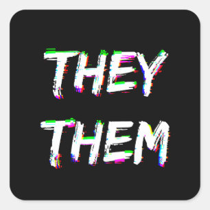 Sticker Carré Panne informatique Pronoms They Them 