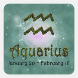 Sticker Carré Panneau astrologique Zodiac Aquarius couleur Pick