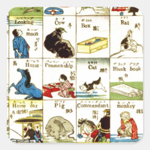 Sticker Carré Panneau d'alphabet chinois