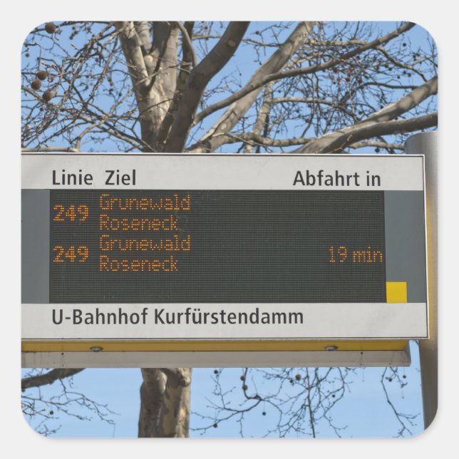 Sticker Carré Panneau d'arrêt de bus à Berlin (Devant)