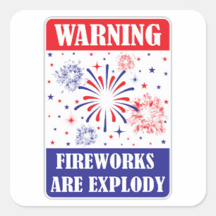 Sticker Carré Panneau d'avertissement de feux d'artifice