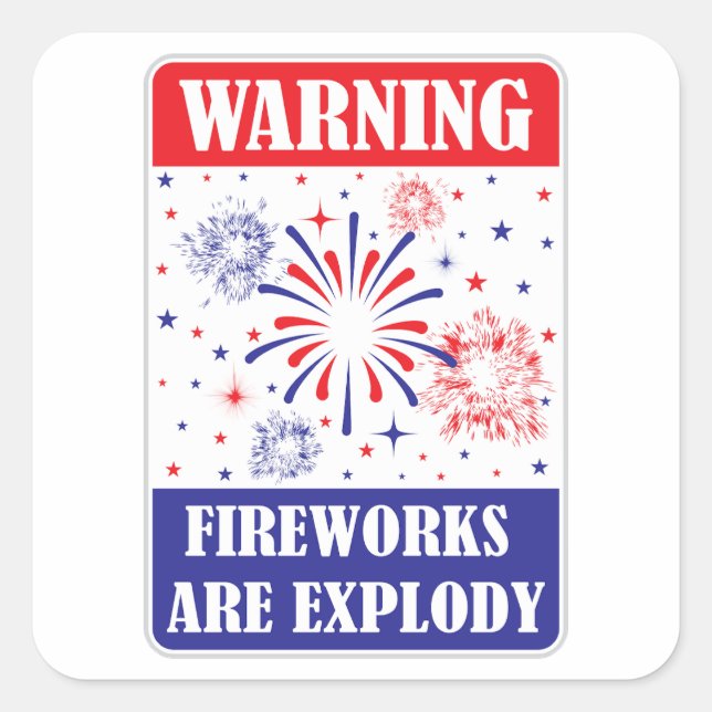 Sticker Carré Panneau d'avertissement de feux d'artifice (Devant)