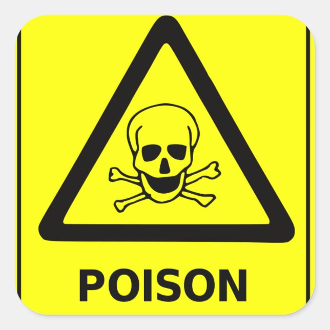 Sticker Carré Panneau d'avertissement de poison (Devant)