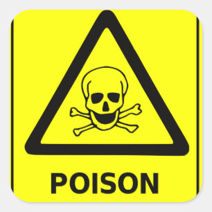 Sticker Carré Panneau d'avertissement de poison